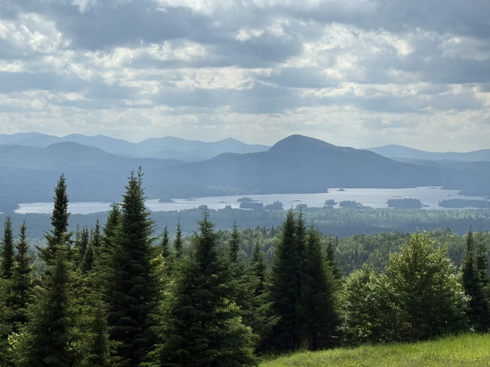 Layered mountains above the lakes of western Maine